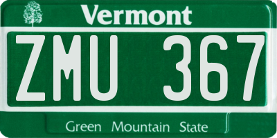 VT license plate ZMU367