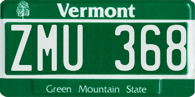 VT license plate ZMU368