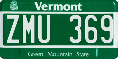 VT license plate ZMU369