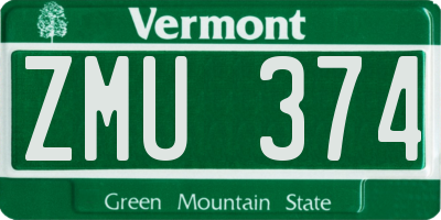 VT license plate ZMU374