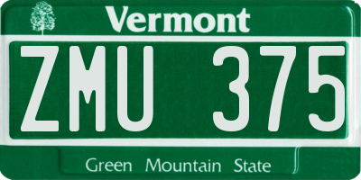 VT license plate ZMU375