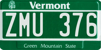 VT license plate ZMU376