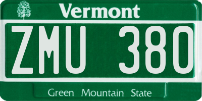 VT license plate ZMU380