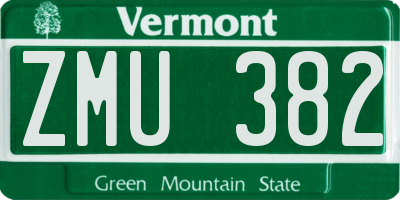 VT license plate ZMU382