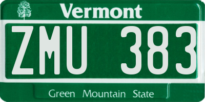 VT license plate ZMU383