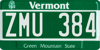 VT license plate ZMU384