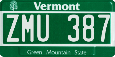 VT license plate ZMU387