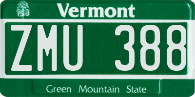 VT license plate ZMU388