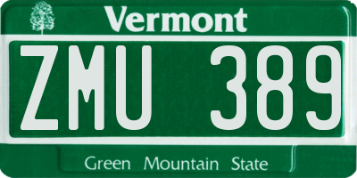 VT license plate ZMU389