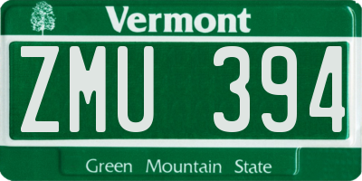 VT license plate ZMU394