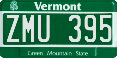 VT license plate ZMU395