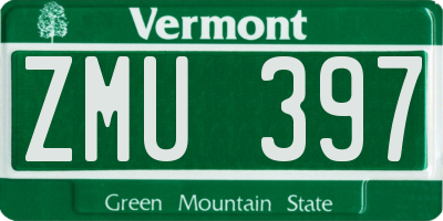VT license plate ZMU397