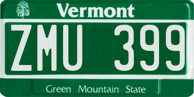 VT license plate ZMU399