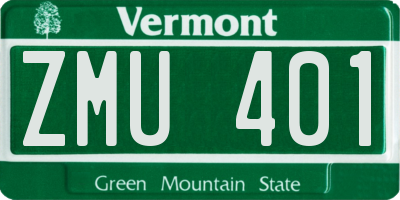 VT license plate ZMU401