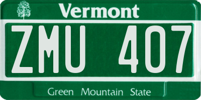 VT license plate ZMU407