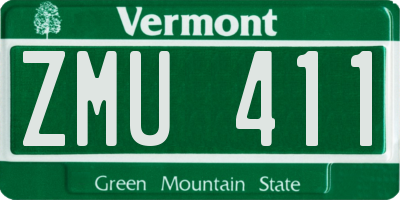 VT license plate ZMU411