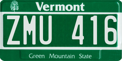 VT license plate ZMU416