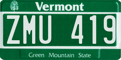 VT license plate ZMU419