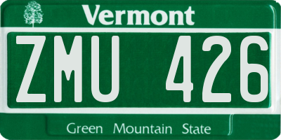 VT license plate ZMU426