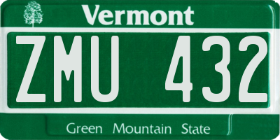 VT license plate ZMU432