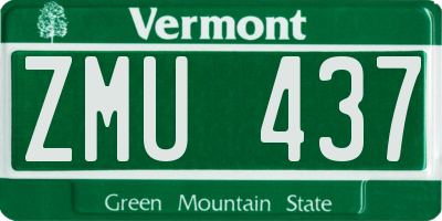 VT license plate ZMU437