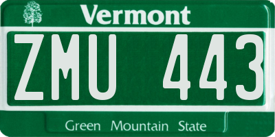 VT license plate ZMU443