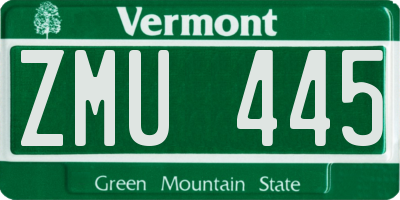 VT license plate ZMU445