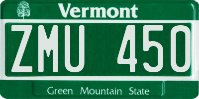 VT license plate ZMU450