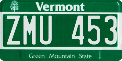 VT license plate ZMU453