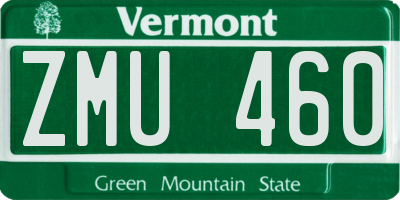 VT license plate ZMU460