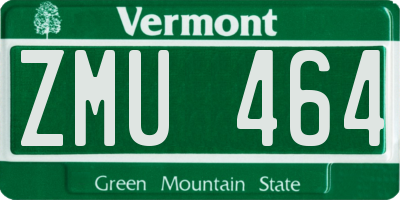 VT license plate ZMU464