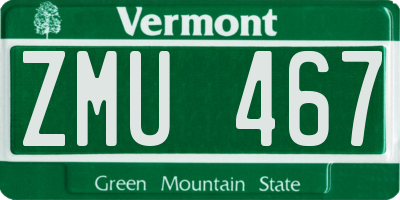 VT license plate ZMU467