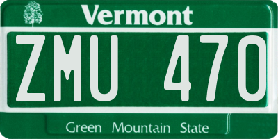 VT license plate ZMU470
