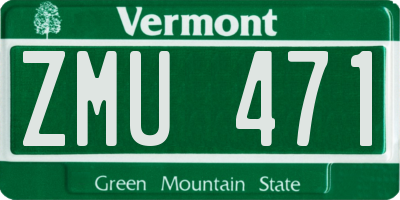 VT license plate ZMU471