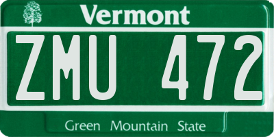 VT license plate ZMU472