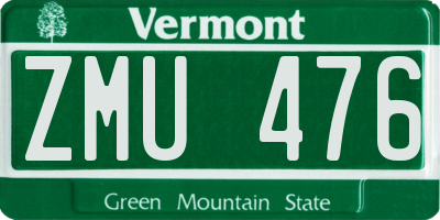 VT license plate ZMU476