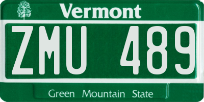 VT license plate ZMU489
