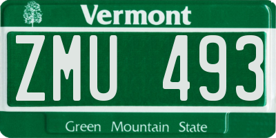 VT license plate ZMU493