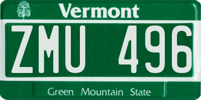 VT license plate ZMU496