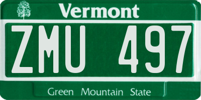 VT license plate ZMU497