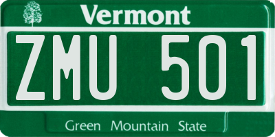 VT license plate ZMU501
