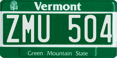 VT license plate ZMU504