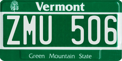 VT license plate ZMU506