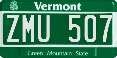 VT license plate ZMU507