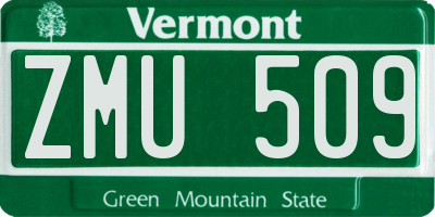 VT license plate ZMU509