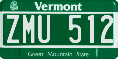 VT license plate ZMU512
