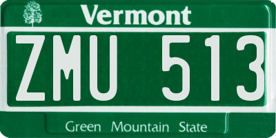VT license plate ZMU513