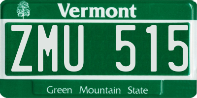 VT license plate ZMU515