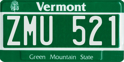 VT license plate ZMU521