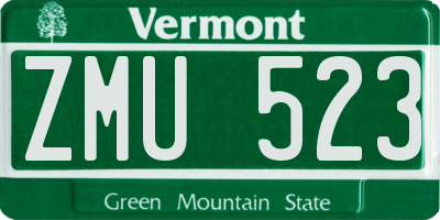 VT license plate ZMU523